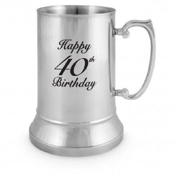Picture of 40th stainless steel beer mug