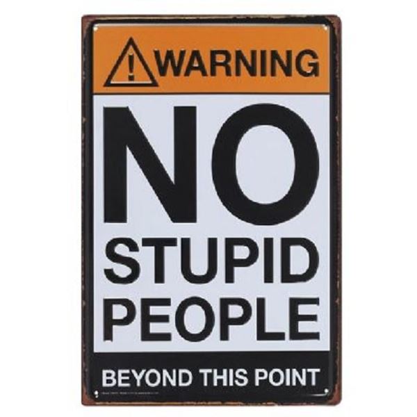 Picture of No stupid people metal art
