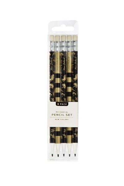 Picture of Mechanical pencil 5pk blk/gld