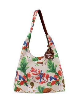 Picture of Shoulder bag bird flowers beig