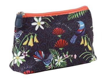 Picture of Cosmetic bag bird flower navy