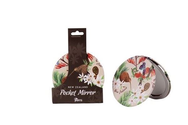 Picture of Pocket mirror bird flower beig