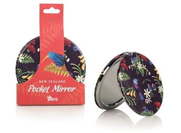 Picture of Pocket mirror bird flower navy