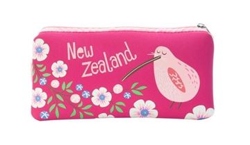 Picture of Pencil case kiwi/flowers pink