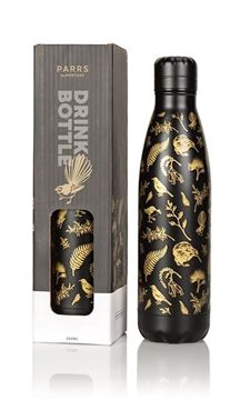 Picture of Metal drink bottle black/gold