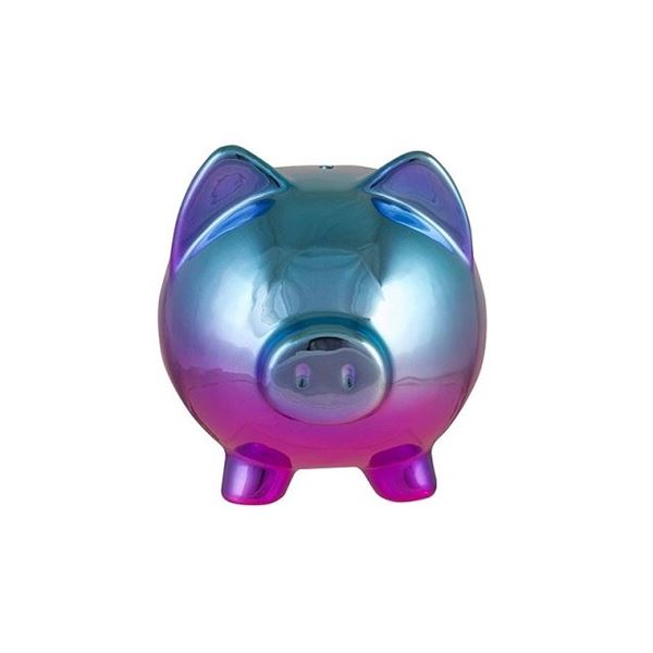 Picture of Aqua/Purple metallic piggy bank
