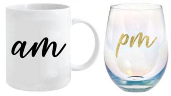 Picture of AM PM mug/stemless glass set