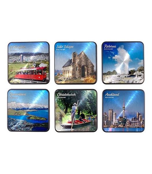 Picture of NZ places metallic coaster set