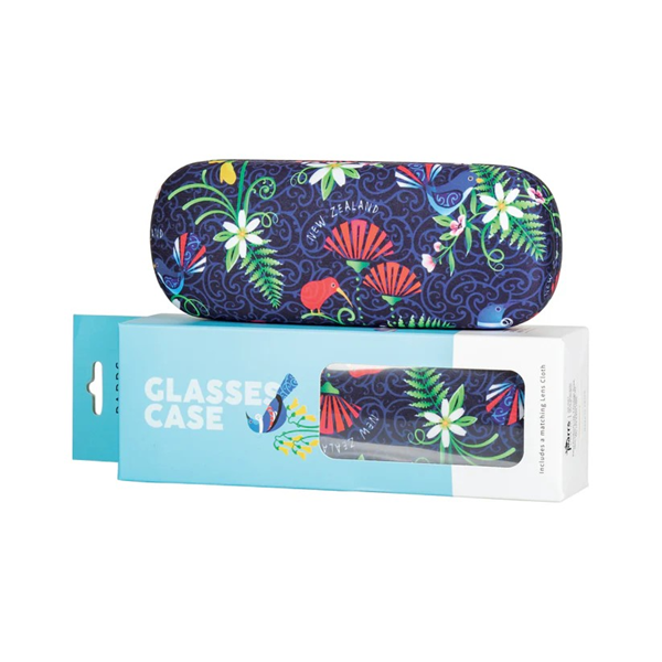 Picture of Glasses case bird flower navy