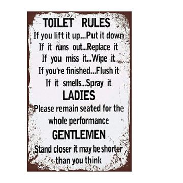 Picture of Toilet rules metal wall art