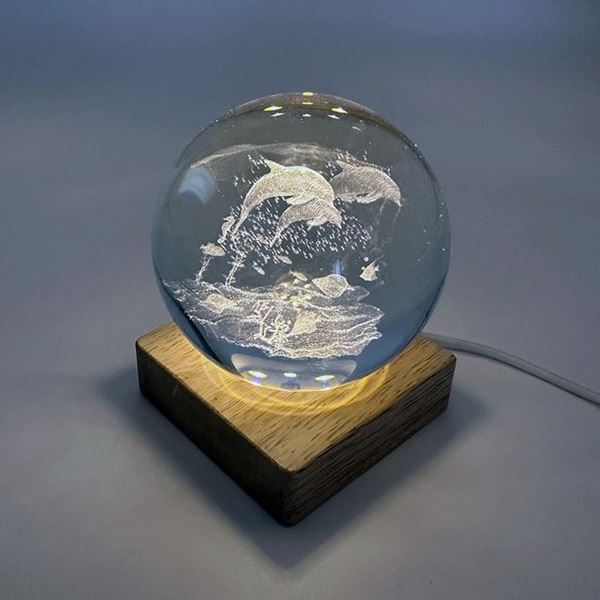 Picture of Crystal ball light dolphins