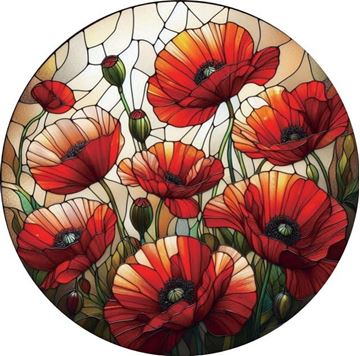 Picture of Poppies stained glass hanger