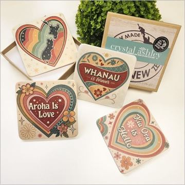 Picture of Coasters retro kiwiana hearts
