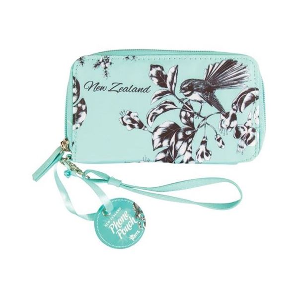 Picture of Phone pouch birds pastel blue