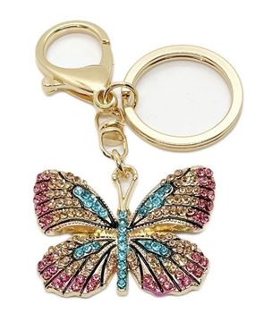 Picture of Keyring bling butterfly blue