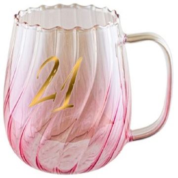 Picture of 21st pink fluted glass mug