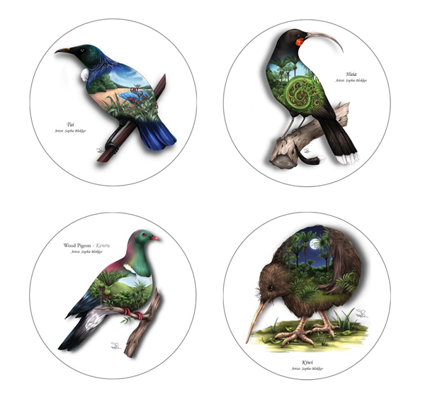 Picture of Coasters birds set 4