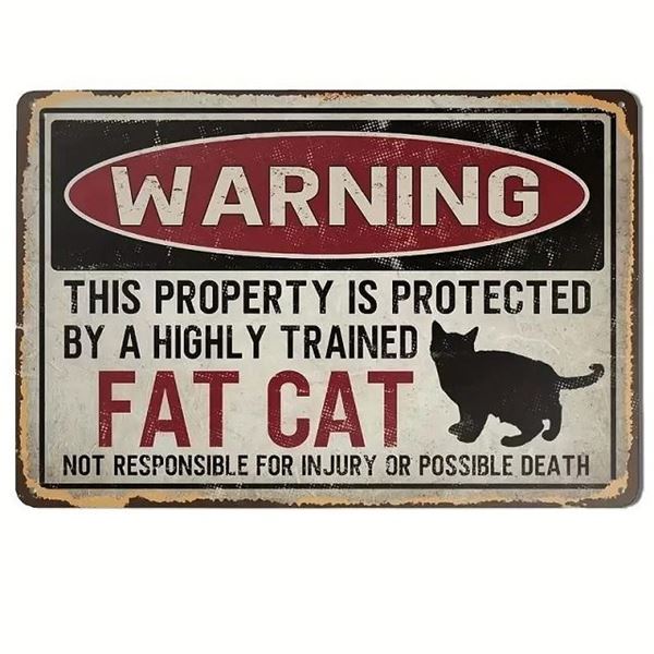 Picture of Fat cat metal sign