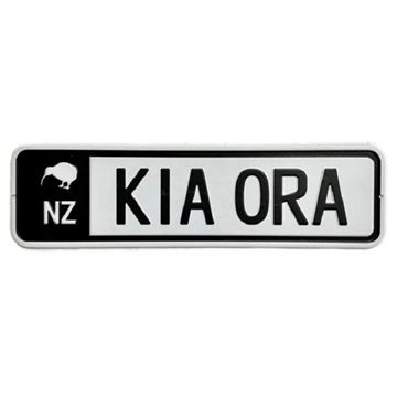 Picture of Kia ora number plate sign