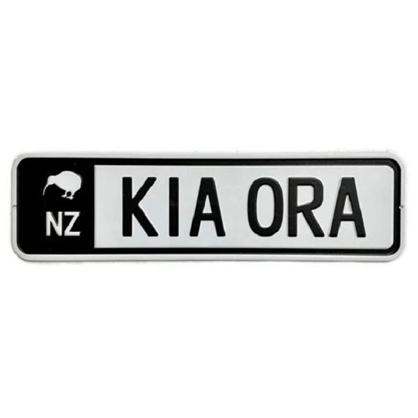 Picture of Kia ora number plate sign