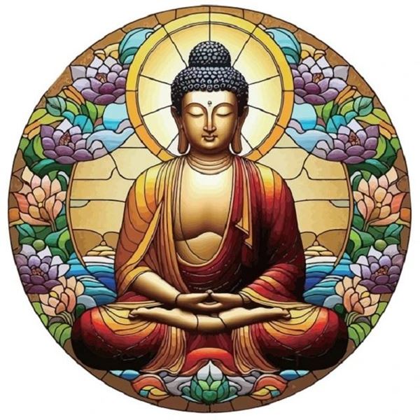 Picture of Buddha stained glass hanger
