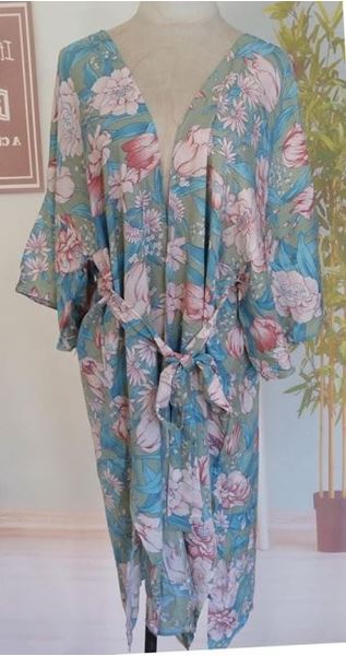 Picture of Kimono floral on teal