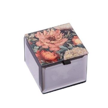 Picture of Red flowers mini trinket box