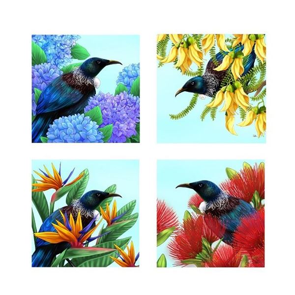 Picture of Peeping tui ceramic coasters