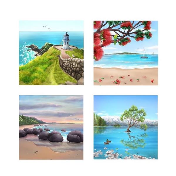 Picture of NZ scenery ceramic coasters