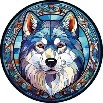 Picture of Wolf stained glass hanger