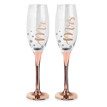 Picture of Mr & mrs rose gold glass set