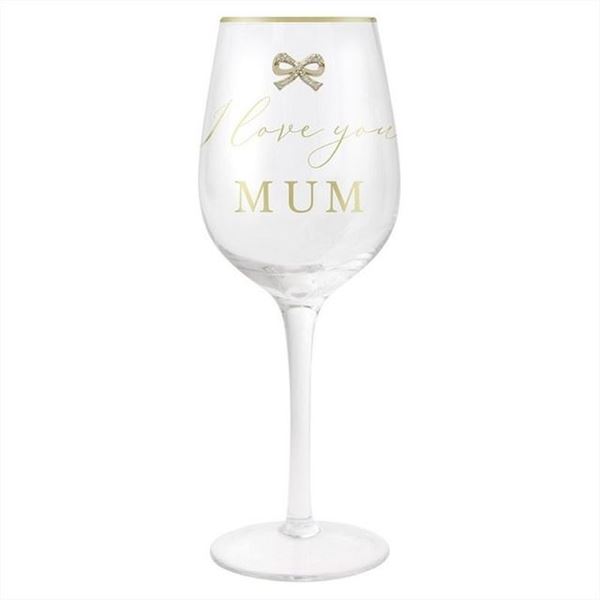 Picture of Mum wine glass with bow