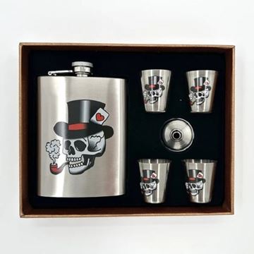 Picture of Skull hip flask set
